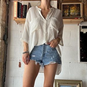 H&M sheer white blouse